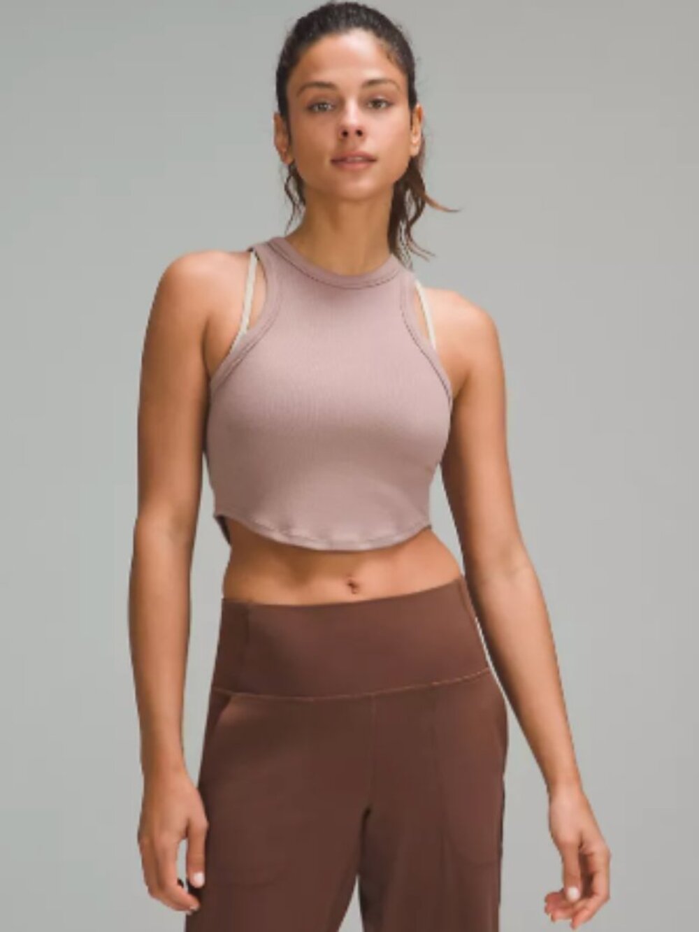 Lululemon Hold Tight Pink Crop Tank Top Cut Out